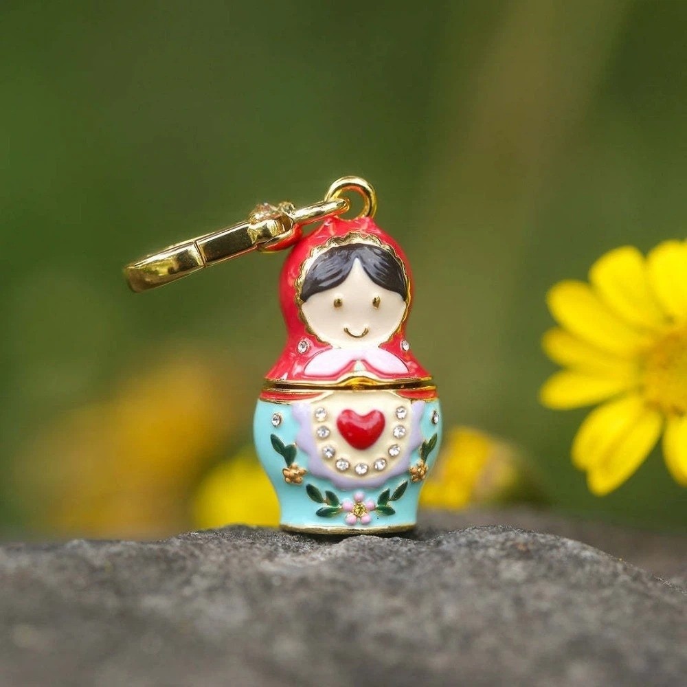 Chaveiro Que Pode Ser Aberto E Fechado KENTONSD , Colar De Boneca Matryoshka Com Joias De Coração , Corrente De Clavícul — imagem 2 de 2