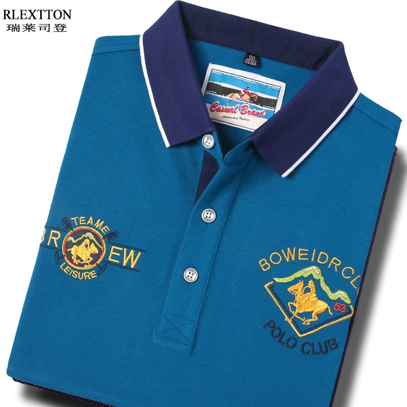 Verão novo produto de manga curta Casual camiseta Street Wear high-end bordado high-end lapela camisa POLO H