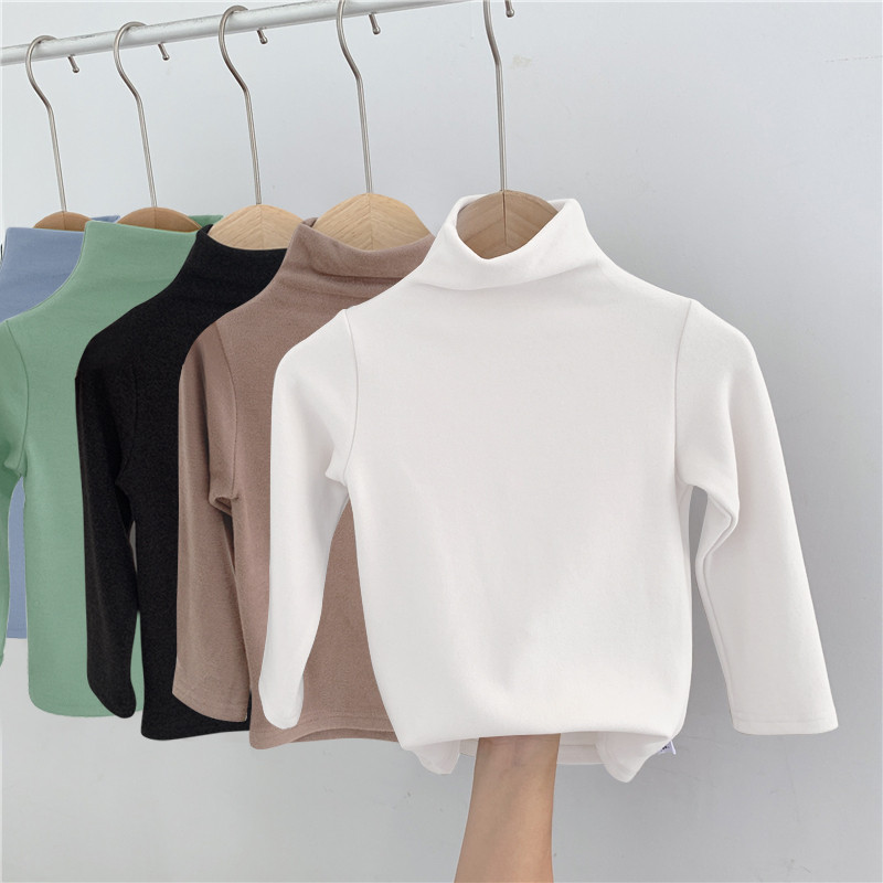 Crianças alemão veludo meia gola alta camisa de fundo meninos meninas outono inverno manga comprida camiseta bebê invern