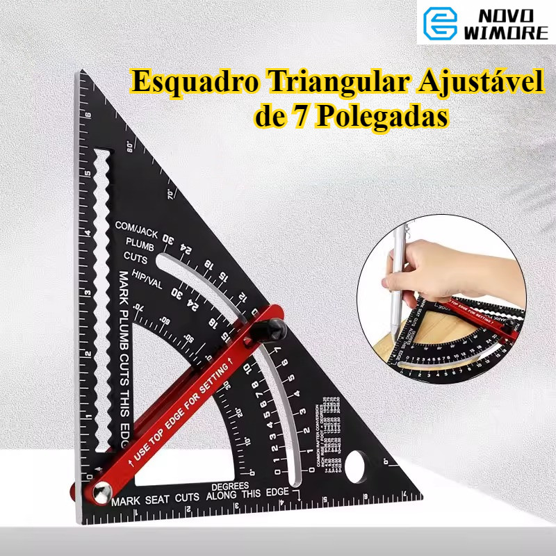 [WJGJ] Esquadro Ferramenta Régua Transferidor Liga de Alumínio Triangular 7 Polegadas Marcenaria Ferramenta De Medição