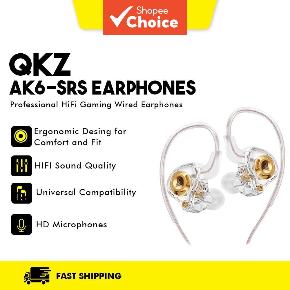 QKZ AK6 SRS Fones de Ouvido com Fio, Fones de Ouvido Estéreo com Graves Potentes, Microfone, Fones Intra-Auriculares