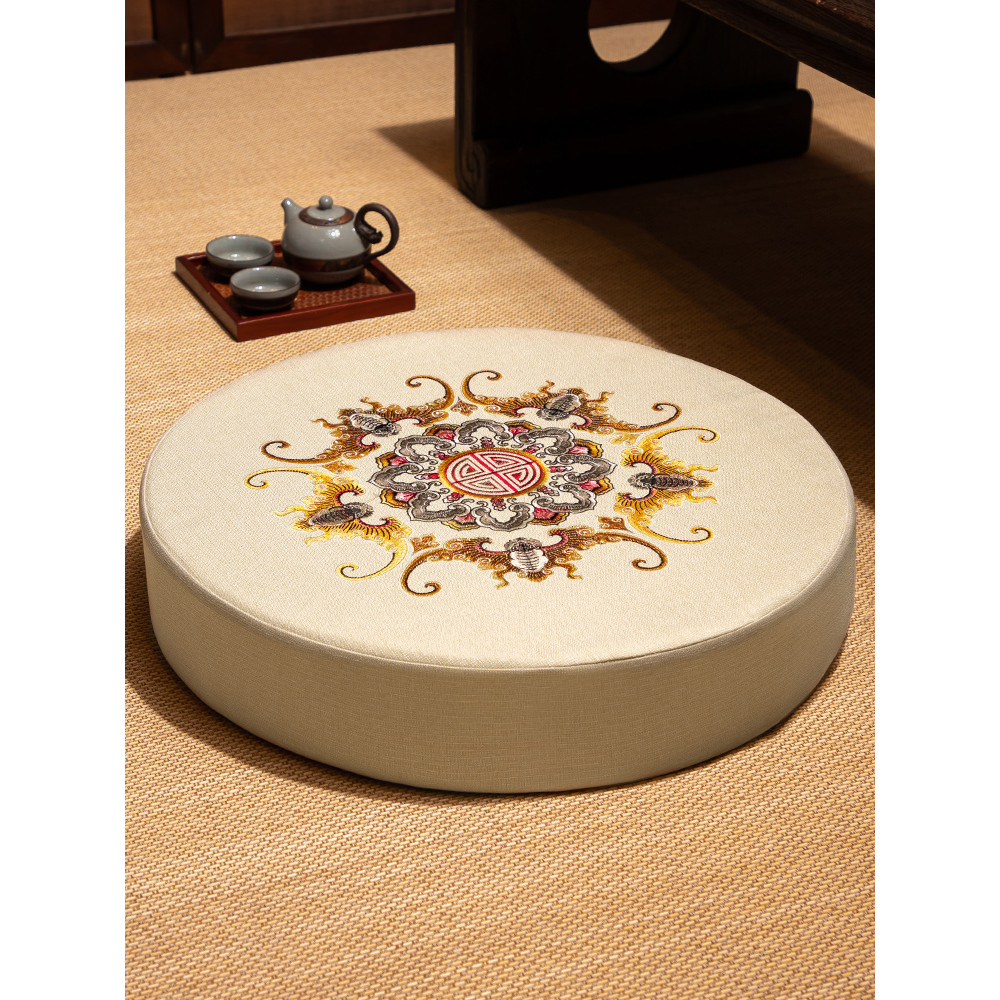 Imagem Almofada redonda estilo chinês anel cadeira Rattan cadeira Tatami piso ajoelhado almofada meditação meditação Futon almo