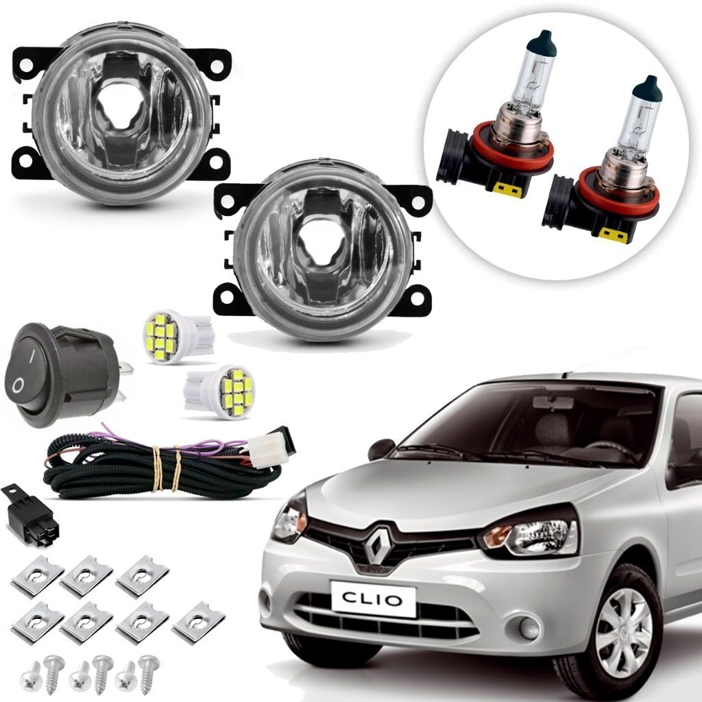 Kit farol de Milha Neblina Auxiliar Renault Clio 2012 2013 2014 2015 2016