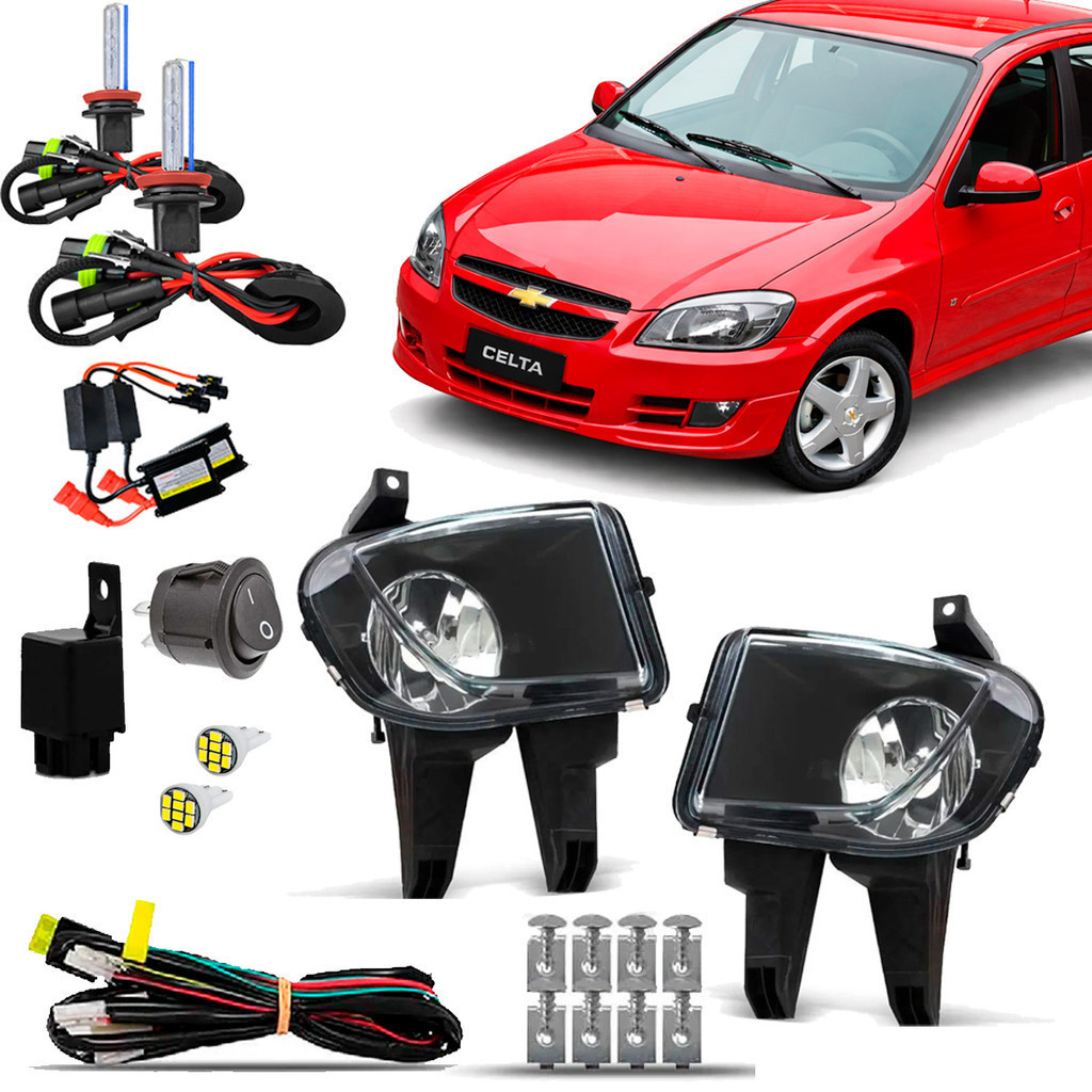 Kit Farol Milha Neblina Farolete Auxiliar Cibie Completo Celtinha Celta Prisma 2007 08 09 10 11 12 13 14 2015 Xenon 8K