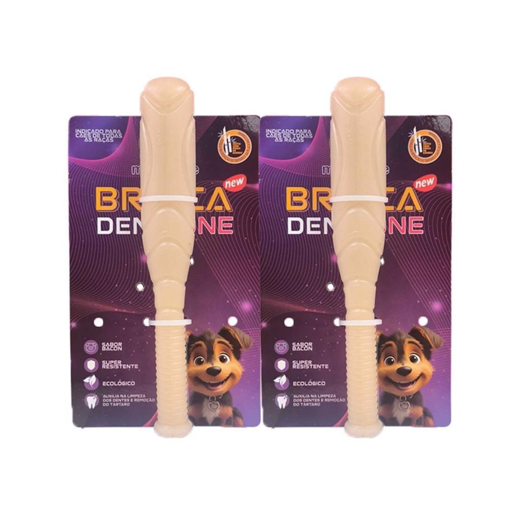 Kit 2 Brinquedo Osso Bamboo Taco Brinca Dent One Sabor Bacon Para Cães