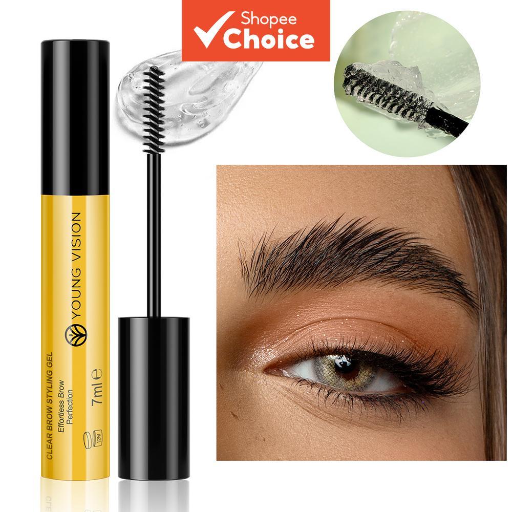 Gel Fixador 2 em 1 para Sobrancelhas, Transparente, Gel Modelador Natural e de Longa Duração com Pincel Grande