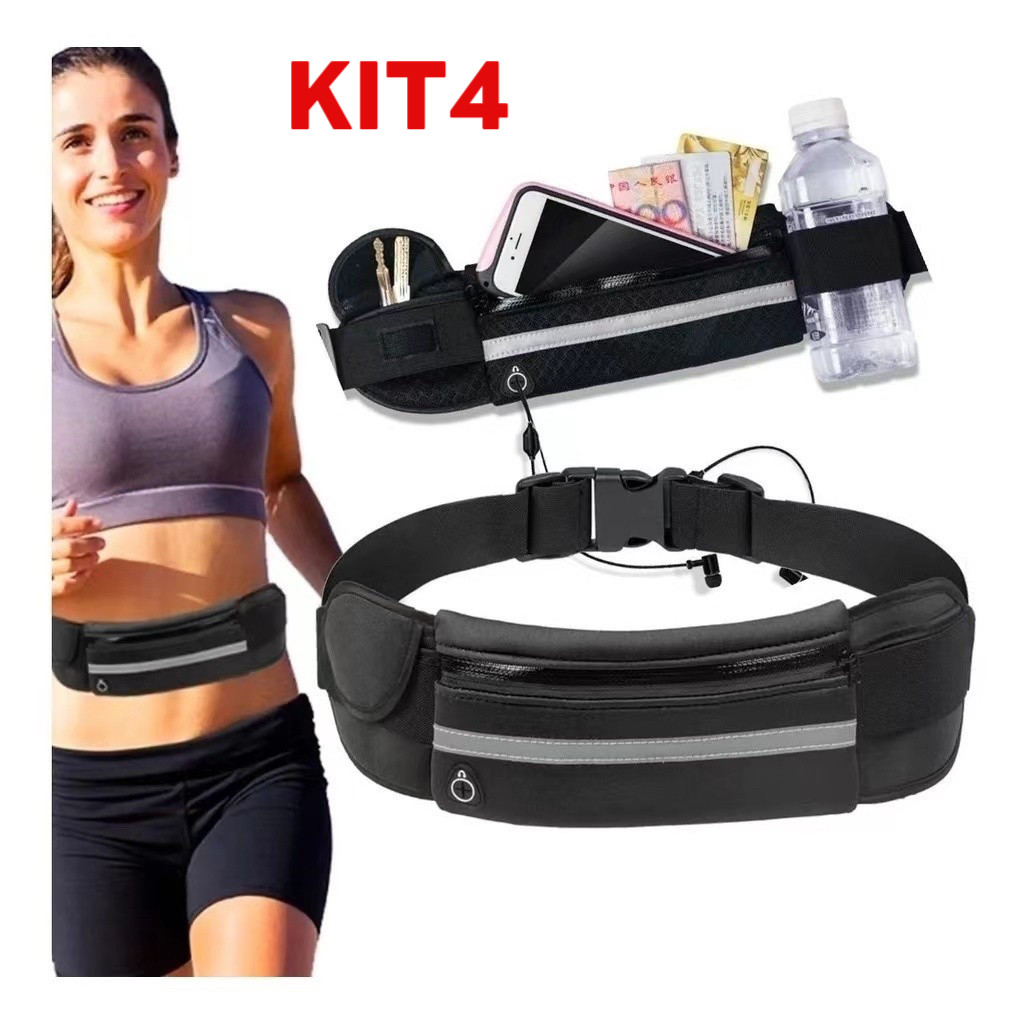 KIT4 Bolsa Pochete Unissex Esportiva Sem Volume Compacta Leve impermeável porta celular porta garrafa