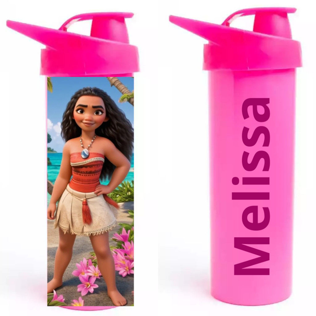 Garrafa de Água Moana 450ml com Nome – Bico Higiênico – Presente Natal  Volta as Aulas