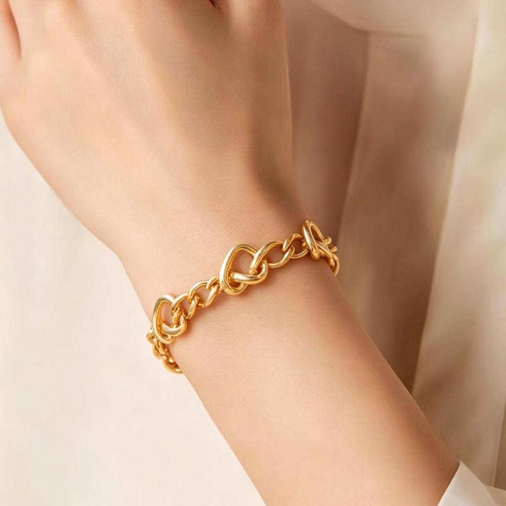 Pulseira De Corrente Banhada A Ouro Vnox Para Mulheres , Joias À Prova D'água Da Moda , Elegante E Delicada , Presente P — imagem 2 de 2