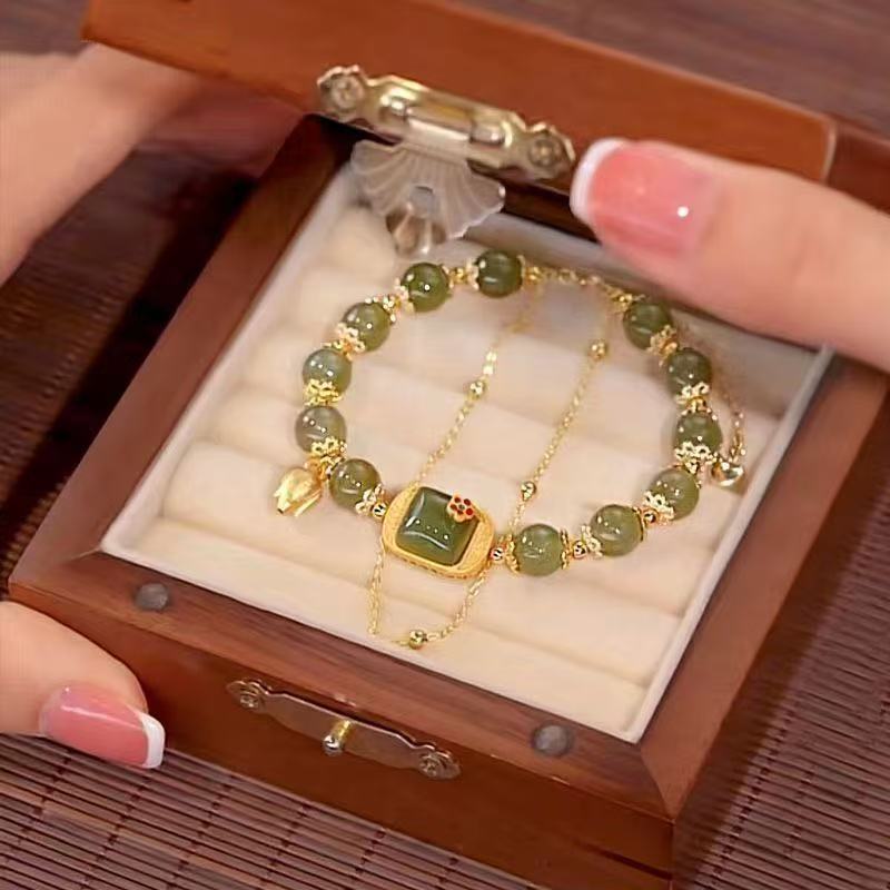 Luz de luxo nicho Design cubo açúcar lótus frisado pulseira feminina novo chinês requintado namoradas pulseira transferê