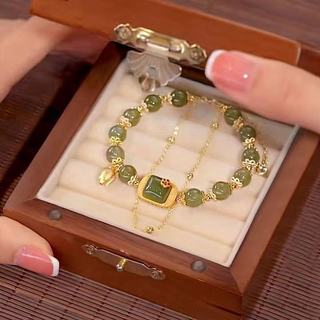 Luz de luxo nicho Design cubo açúcar lótus frisado pulseira feminina novo chinês requintado namoradas pulseira transferê