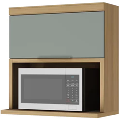 Armário Aéreo Marquesa em MDF 15mm com Nicho para Micro-ondas 1 Porta e 1 Prateleira 80cm Nesher
