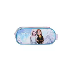 Estojo Escolar Feminino Frozen 3 Compartimentos Azul Claro