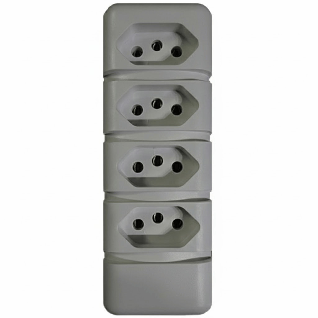 Tomada Em Barra 20 Amperes Com 4 Tomadas 250v Cinza