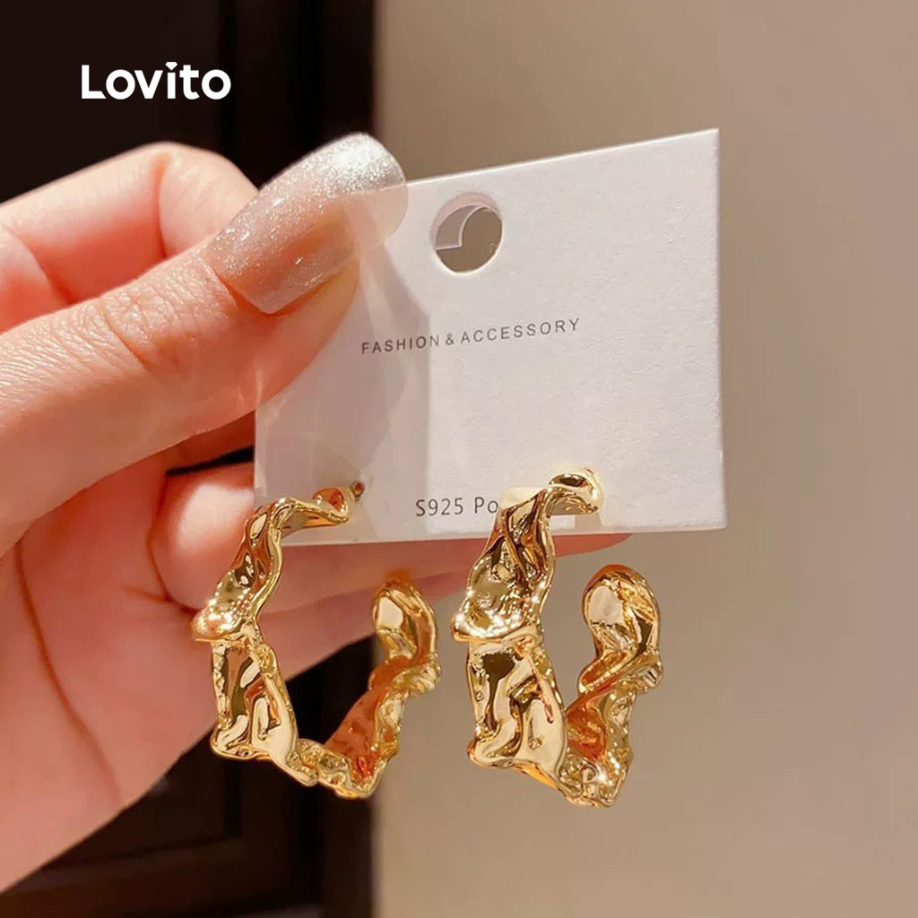 Lovito Brincos Elegantes de Novo Estilo LFA105172 em Oferta na Shopee