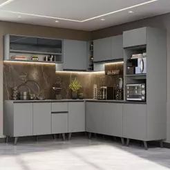 Armário de Cozinha Completa de Canto 445cm Nice Madesa 01