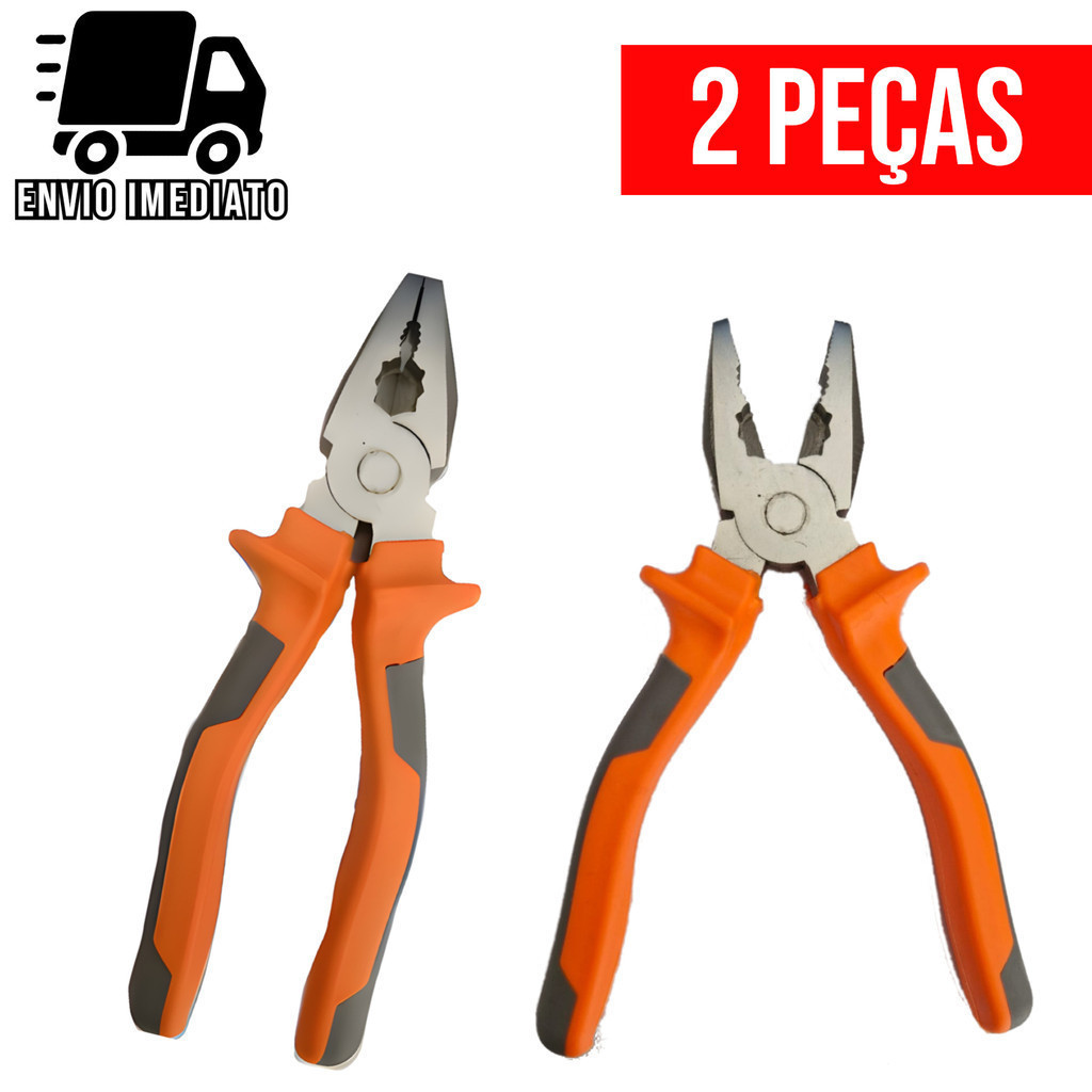 Kit 2 Alicate Universal Profissional Multiuso 8" Cabo Isolado Ferramenta
