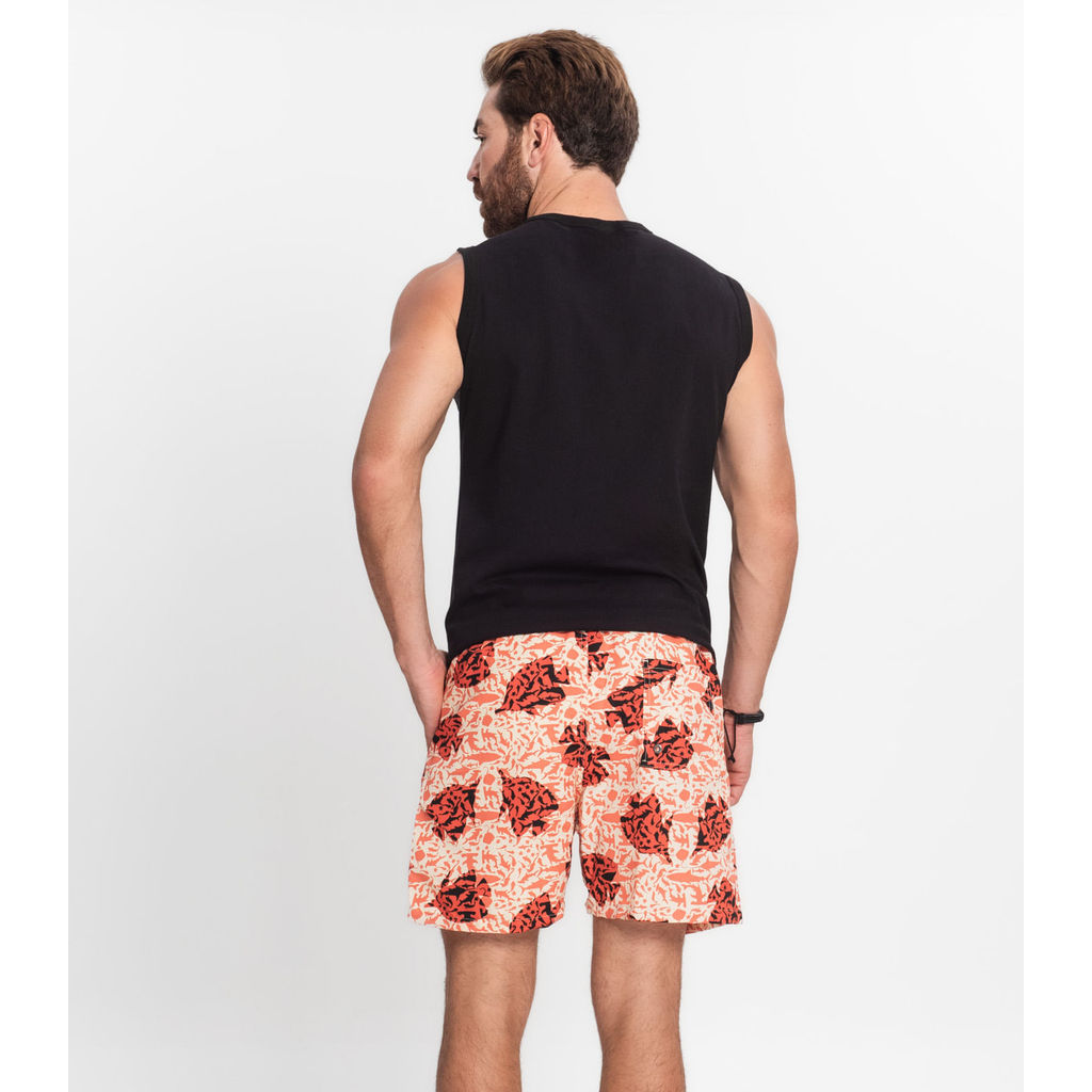 Detalhes do Shorts Masculino Estampado Microfibra Rovitex Laranja