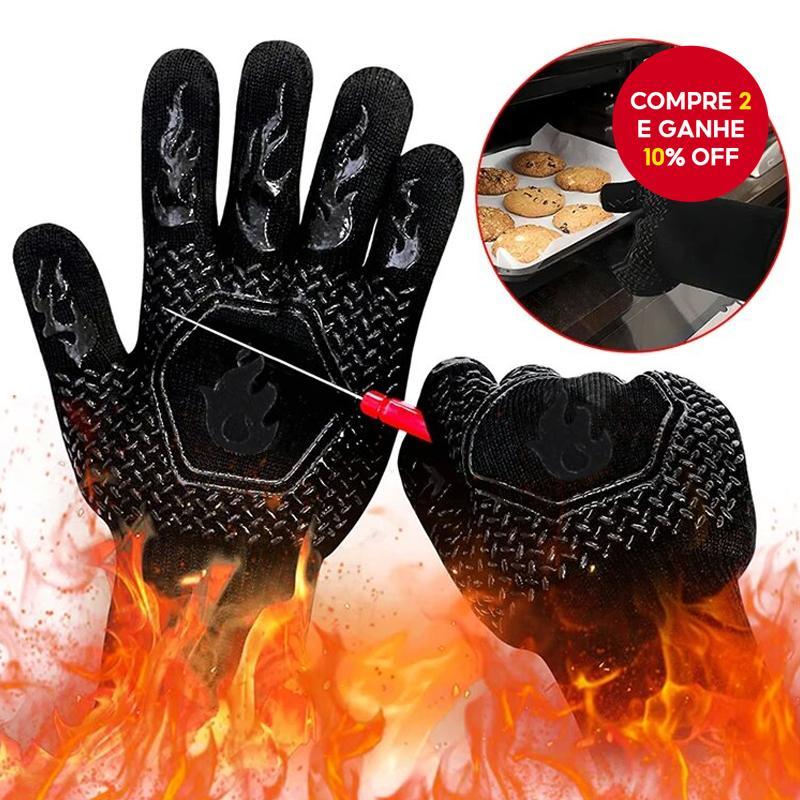 Luvas Protetoras de Alta Temperatura Resistentes a 800 Graus para Microondas e Forno de Silicone