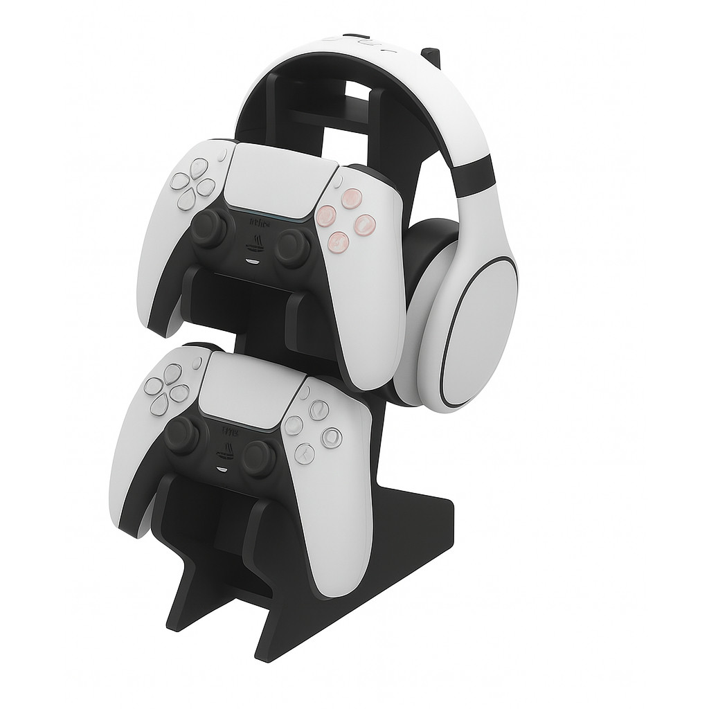 suporte porta controle xbox one x / s ps4 ps5 fone preto mdf em Oferta na Shopee