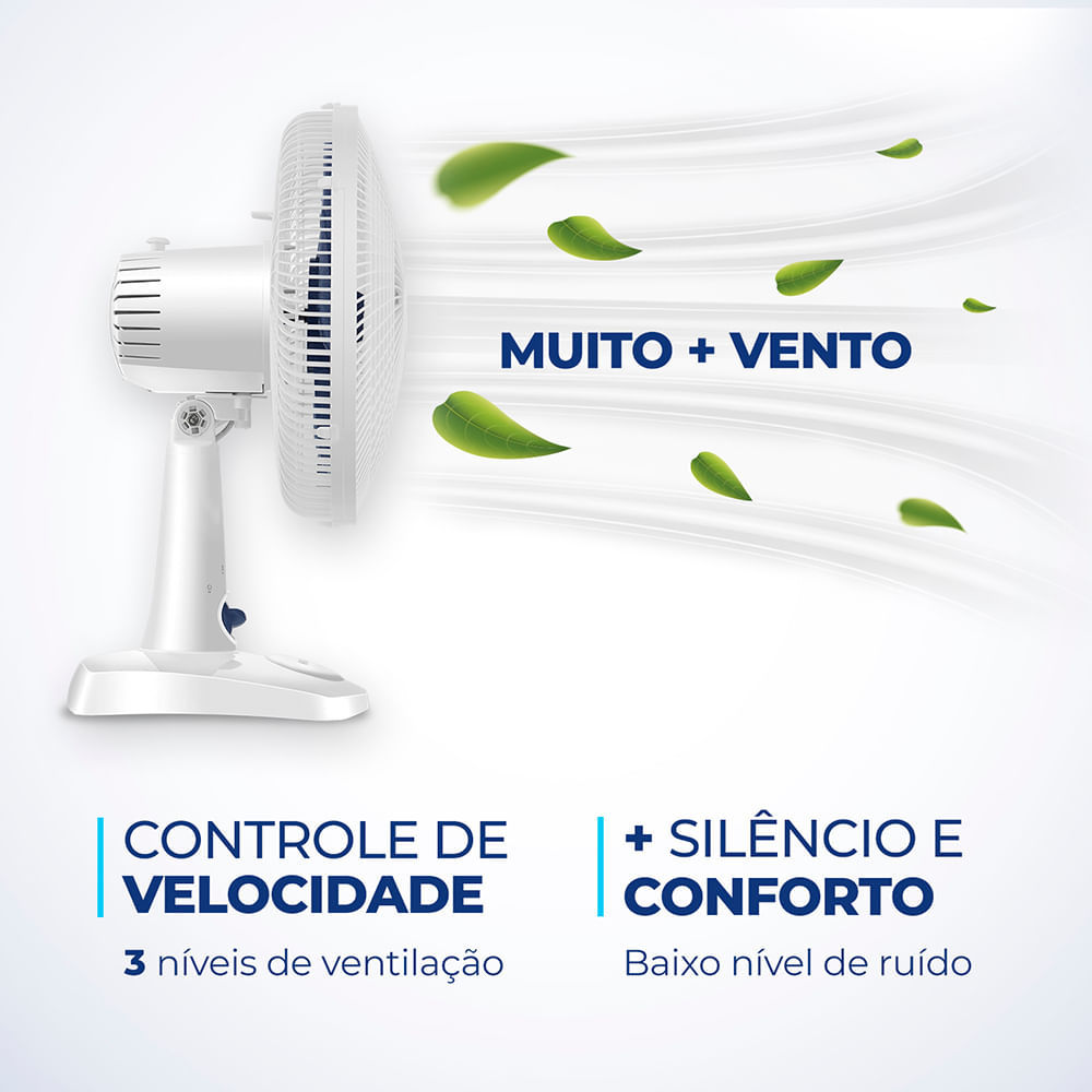Detalhes do Ventilador de Mesa Mondial 6 Pás Super Power Branco VSP-30-W - 30cm 220V
