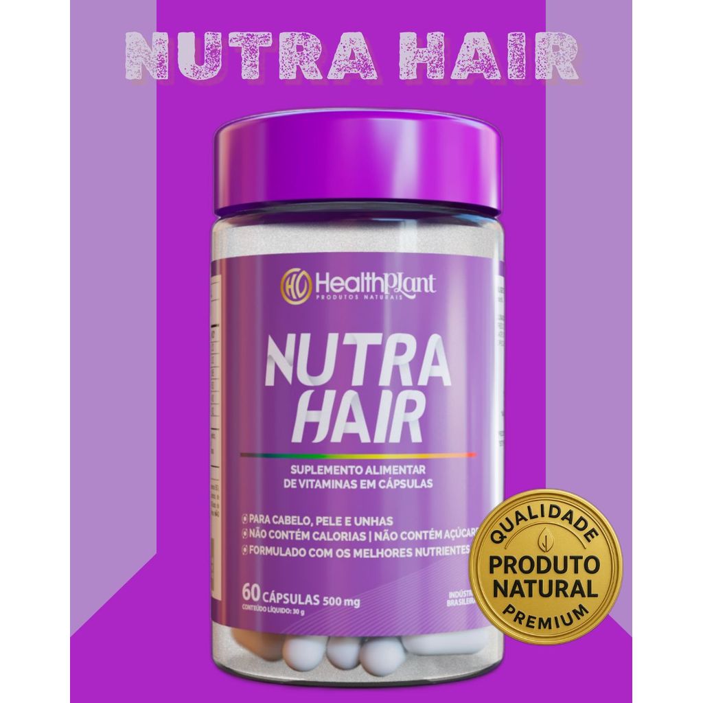 Vitamina Nutra Hair Cabelo Pele e Unhas Crescimento Saudável Queratina Biotina 60 Cápsulas | 500mg