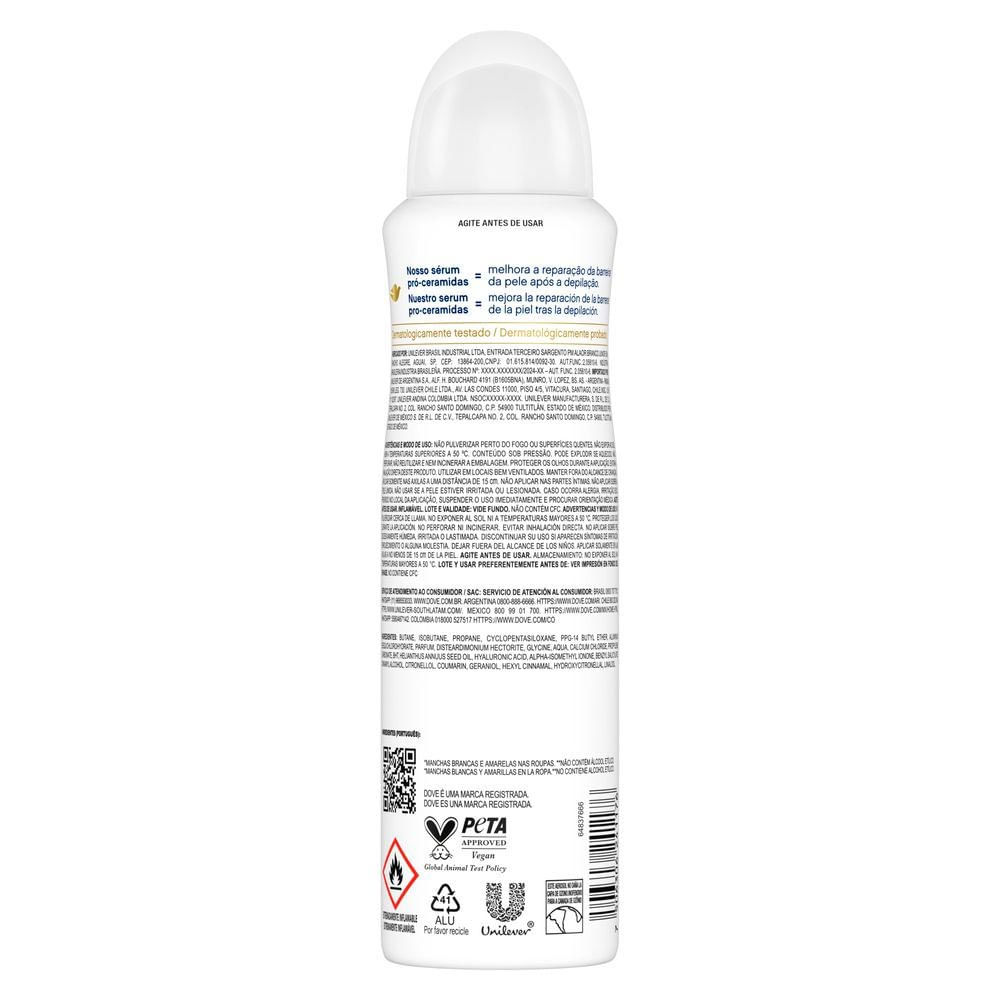 Detalhes do Desodorante Dove Invisible Care Anti Manchas Antitranspirante 72h Aerosol 150ml