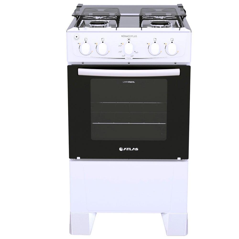 Fogão 4 Bocas Atlas Mônaco Plus Acendimento Automático, Branco