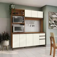 Cozinha Compacta Luna sem Tampo e Pia Kappesberg 3 Peças Canela/Off White