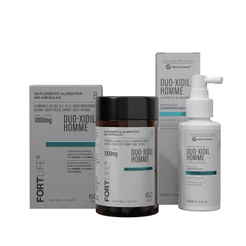 Kit Duo-Xidil Homme Antiqueda Cabelo e Barba Tônico + Cápsulas Crescimento Capilar FortLife 100ml 60 Cápsulas