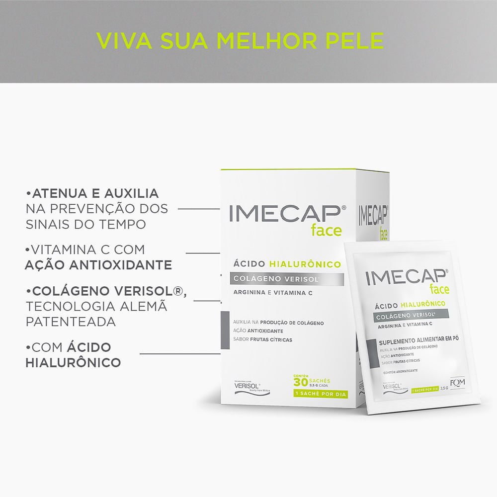 Detalhes do Imecap Face Colágeno Hidrolisado com 30 Sachês de 3,5g cada
