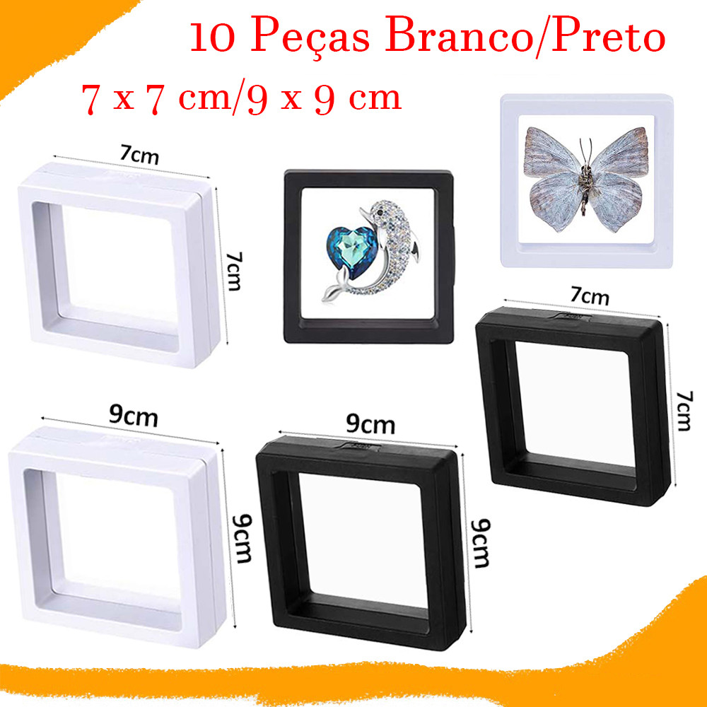 10 Peças moldura flutuante 3D, caixa de exibição de joias de filme fino transparente para anel, brincos, pulseira, colar em Oferta na Shopee