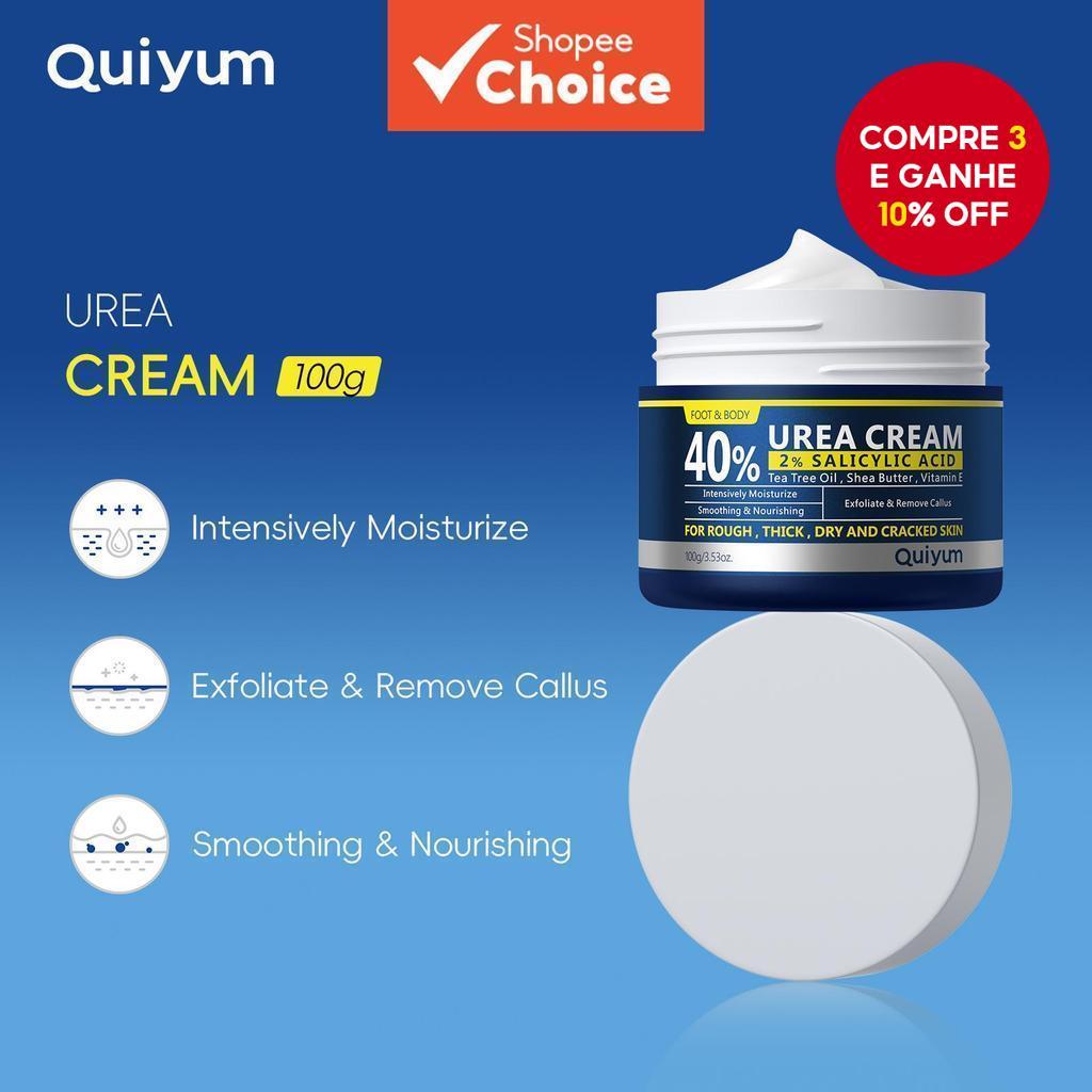 QUIYUM Creme de Uréia 40% 100g Para Corpo e Pés Hidratação Intensiva Suavizante e Nutritivo Esfoliação & Remoção de