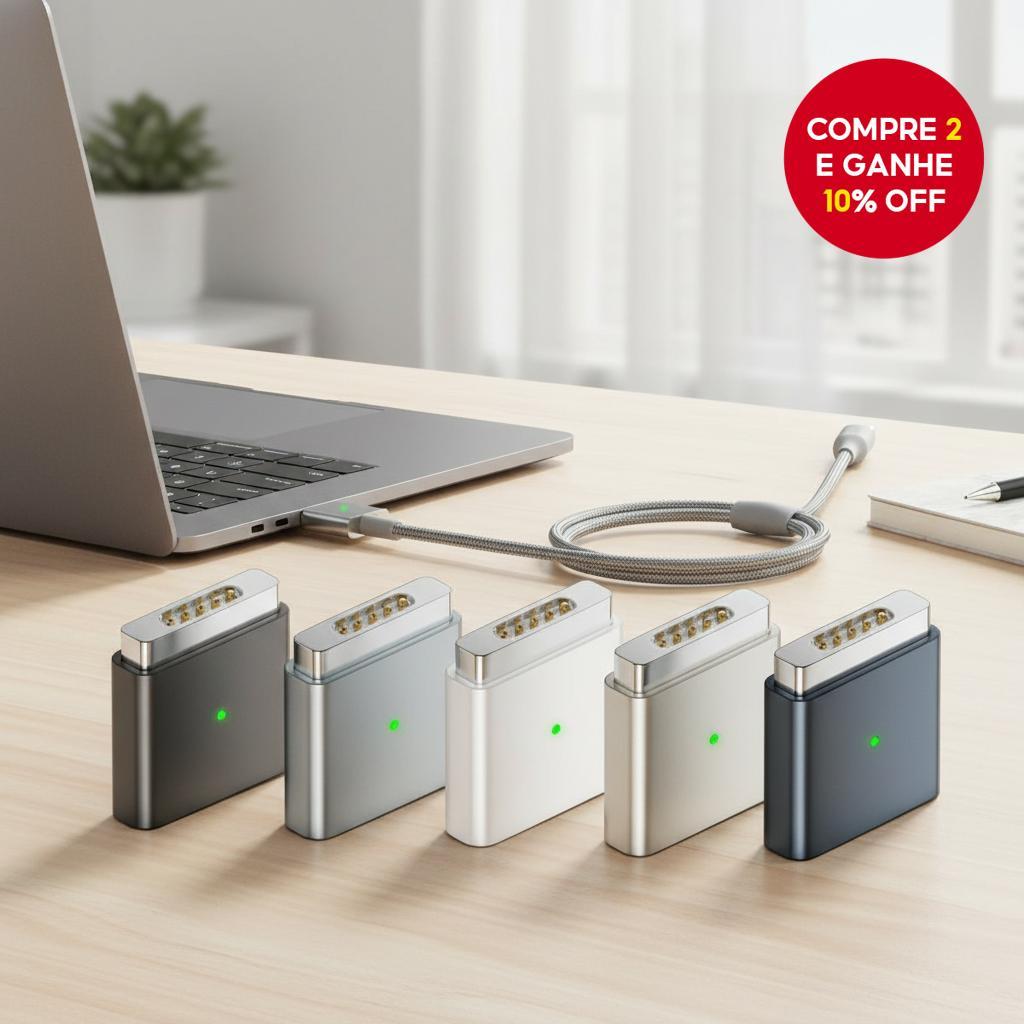 Fonken 100W Adaptador Conversor USB-C para MagSafe 2 Macho Carregamento Magnético T-Tip para (Mac)Book Pro/Air