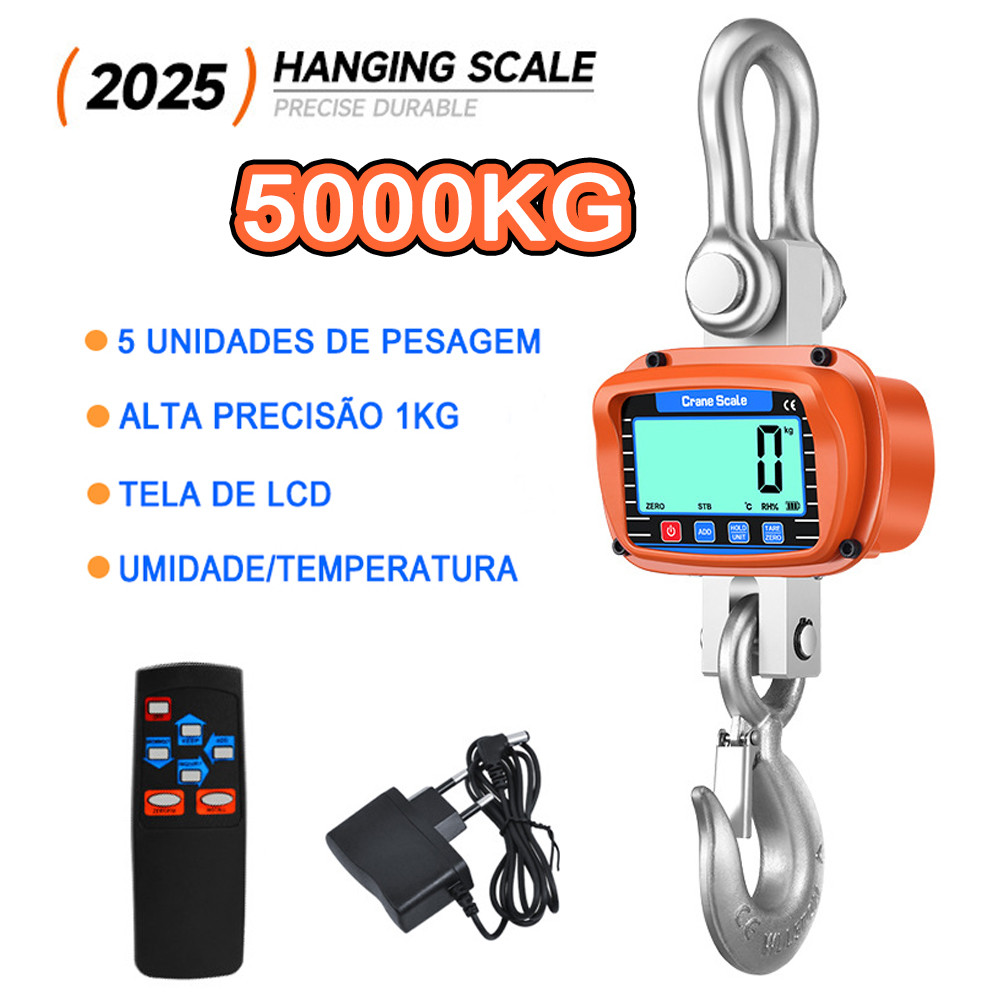 Balança Digital Suspensa Precisão 5000kg Tonelada Gancho Para Mercados De Peixe E Elevação Industrial