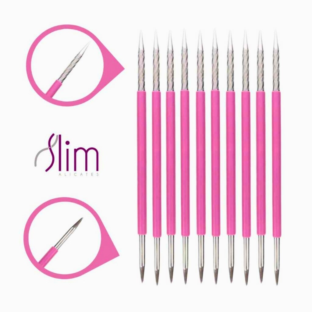 Kit 10 Palito Duplo 105 Cutícula Manicure Pedicure Cutelaria Unha Silicone Esterilizável Inox Slim