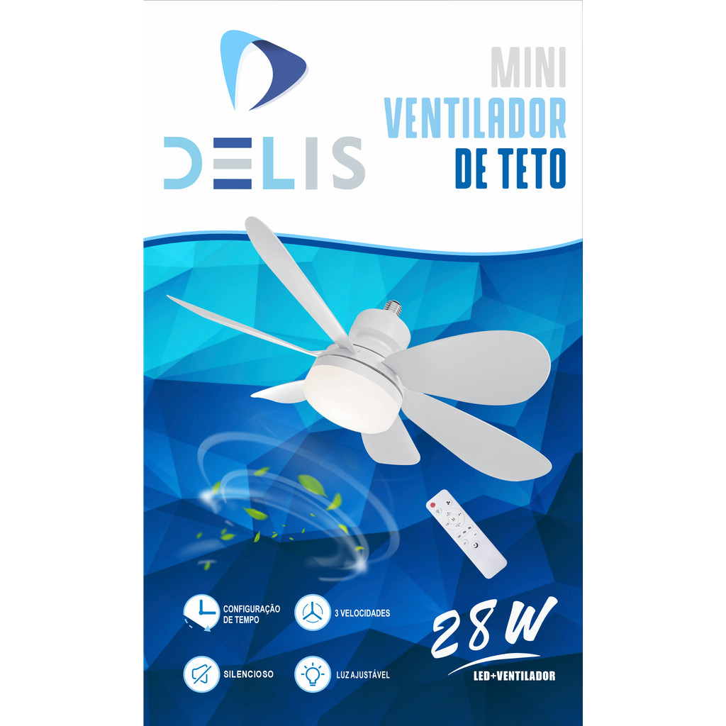 Certificado pelo INMETRO Ventilador de Teto com luz 52cm com Controle Remoto, 6 Lâminas,CCT 3000K–6000K,Bivolt
