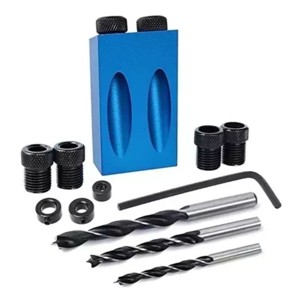 Jogo com 3 brocas e gabarito angular chanfrado madeira em Oferta na Shopee