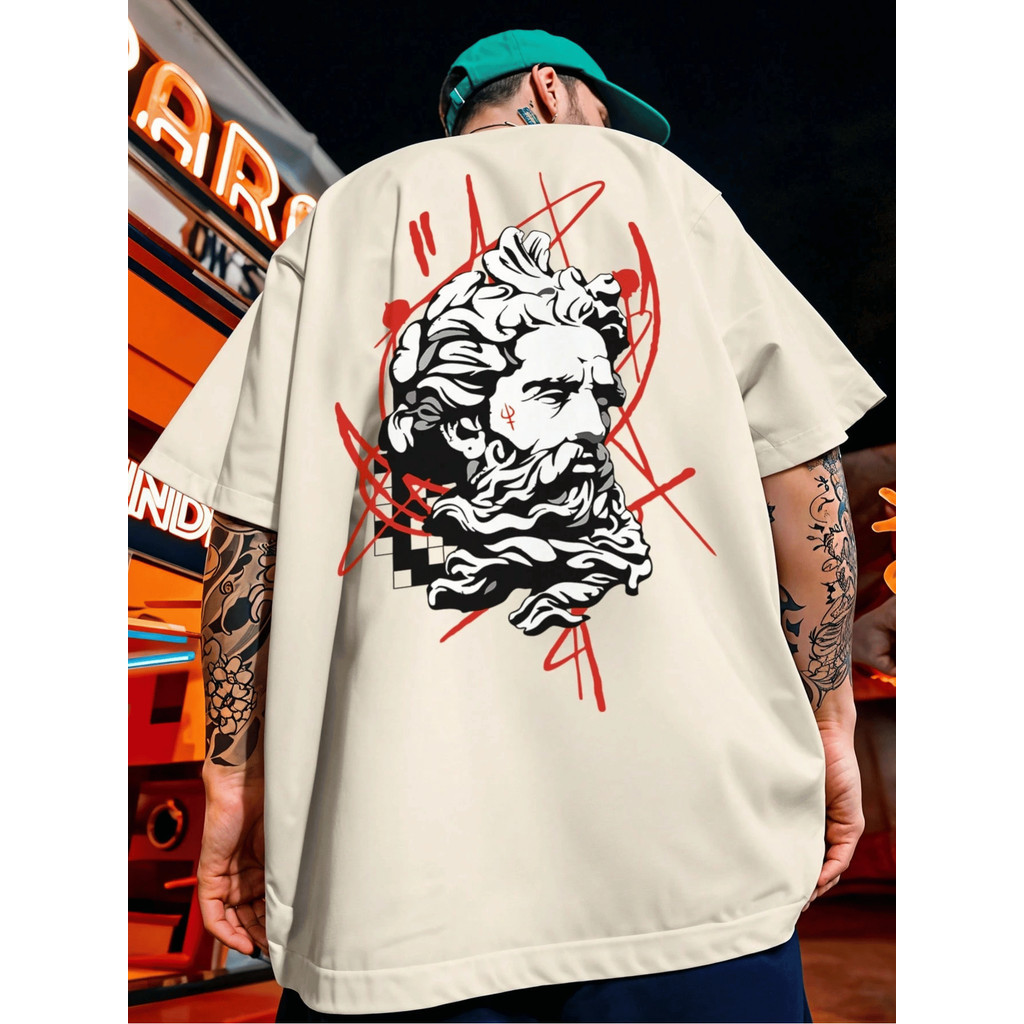 Camisa Camiseta Oversized Streetwear Estampada Zeus 100% Algodão Camisão Longo Academia Treino