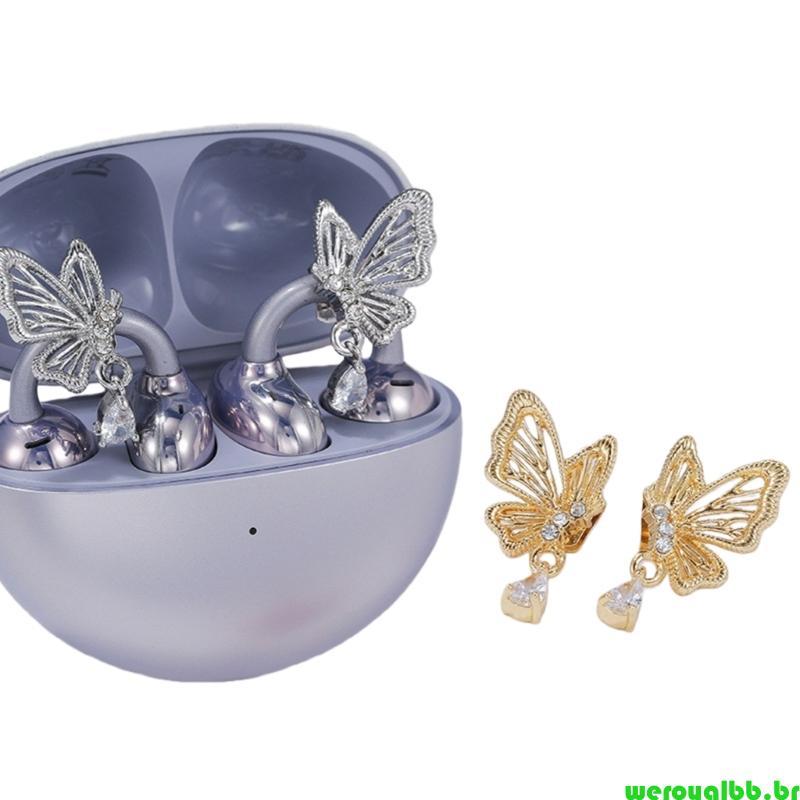 weroyalbb Zircon Adornado Fone Ouvido Prendedor Brincos Ergonômicos Para Atividades Ar