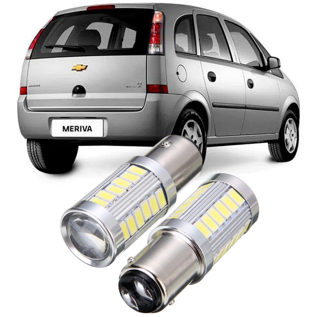 Kit Lampadas Ultra LED Premium Luz de Freio Chevrolet Meriva 2 Polos 33 Leds P21/5W