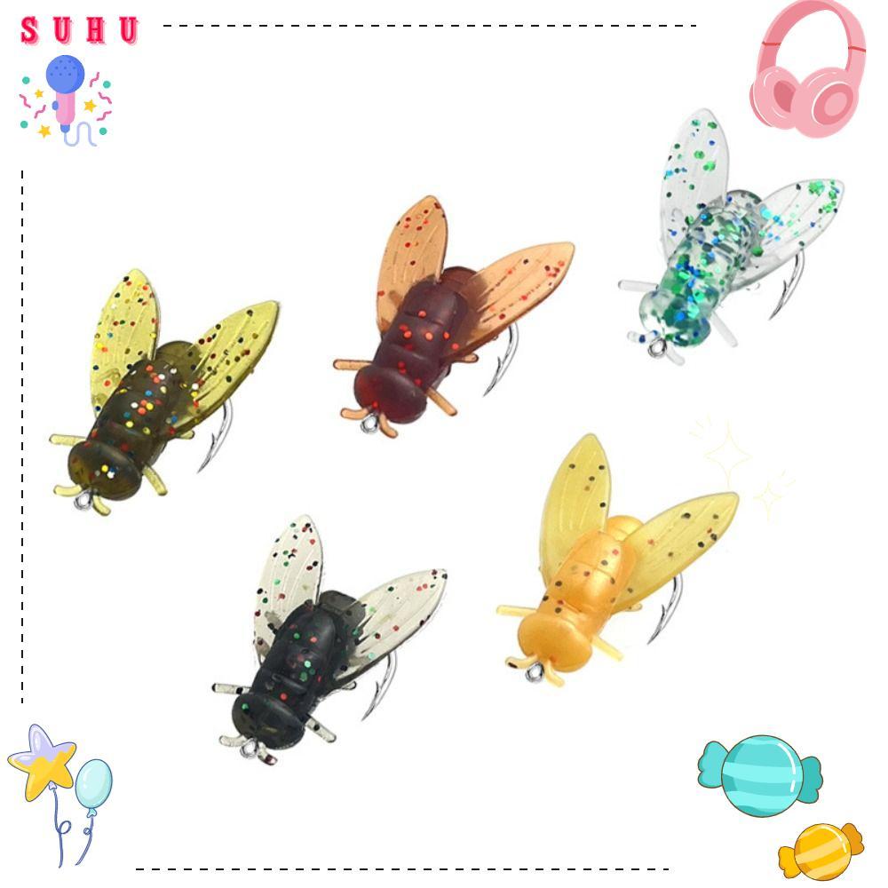 SUHU 20 Pcs Isca De Pesca Com Mosca Biônica , 5 Cores Spinner Iscas De Natação Truta Jigs , PVC Moscas Insetos