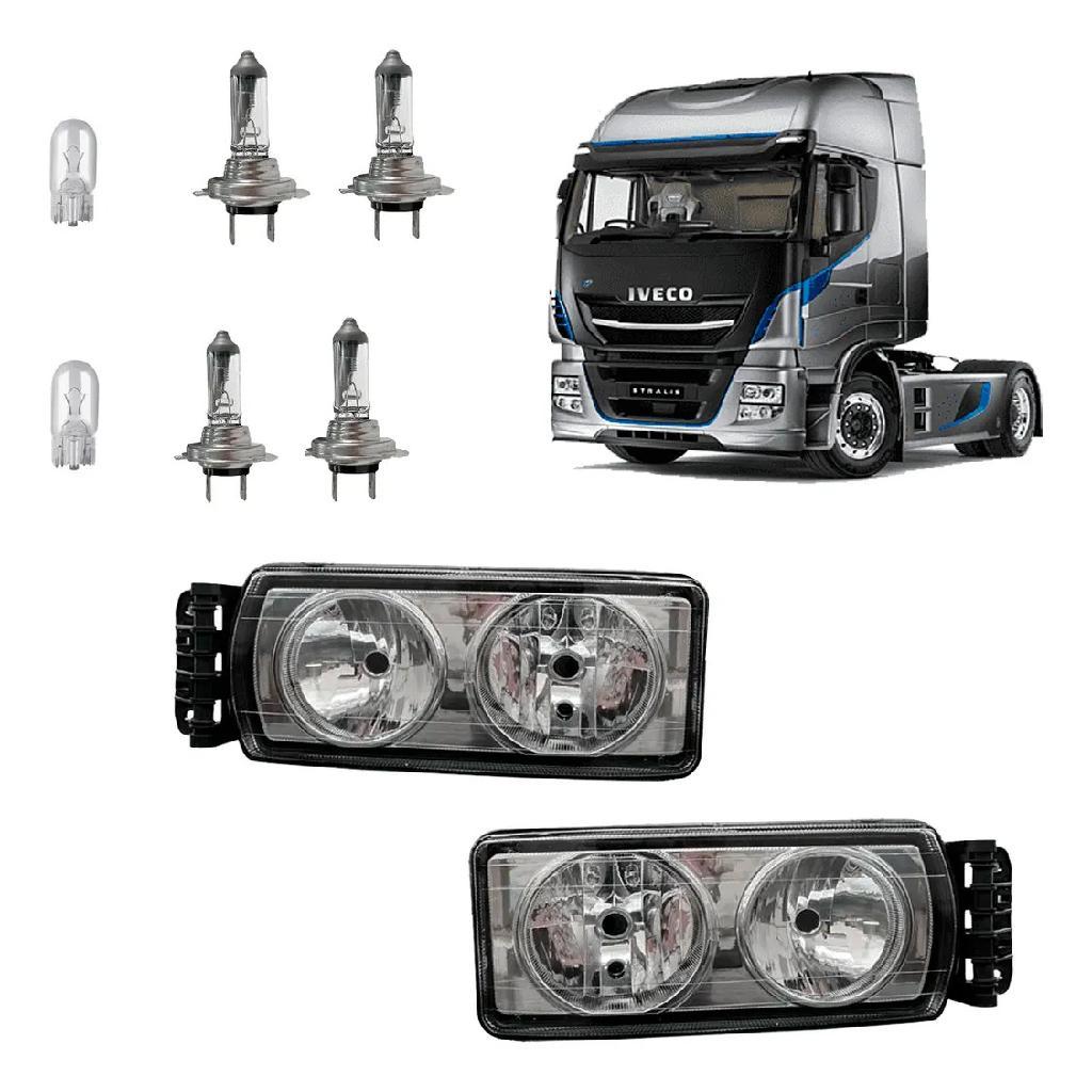 Par Farol Iveco Stralis Tector Fundo Cromado