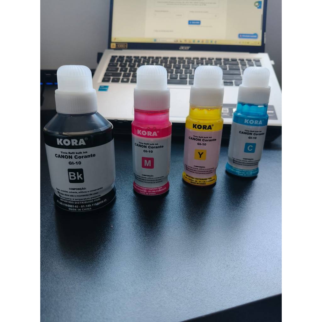 Kit Tinta Para Canon Gi-10 G6010 G7010 G5010 G2010 Gl-10 04 Cores Kit 4 Cores para Canon