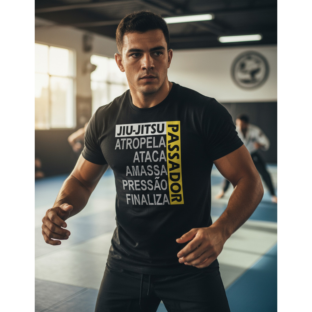 Camiseta Estampada Unissex Luta Passador Jiu Jitsu Camisa Dryfit Premium Tecido Leve