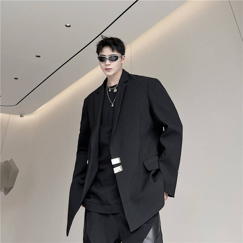 Estilo escuro nicho High-End rufião bonito terno jaqueta masculina Design exclusivo Metal decorativo terno estilista de 