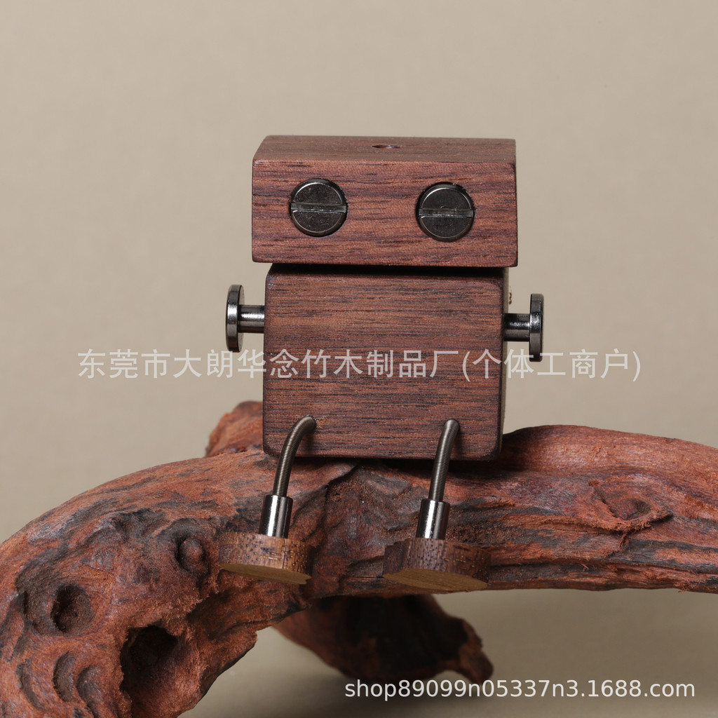 Figurinha de madeira de nogueira preta em estoque, com pernas móveis, decoração para saída de ar do carro, presente, mad