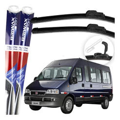 Jogo Palhetas Limpador de Parabrisa Silicone Chuva Gancho Universal Fiat Ducato 1994 Até 2017