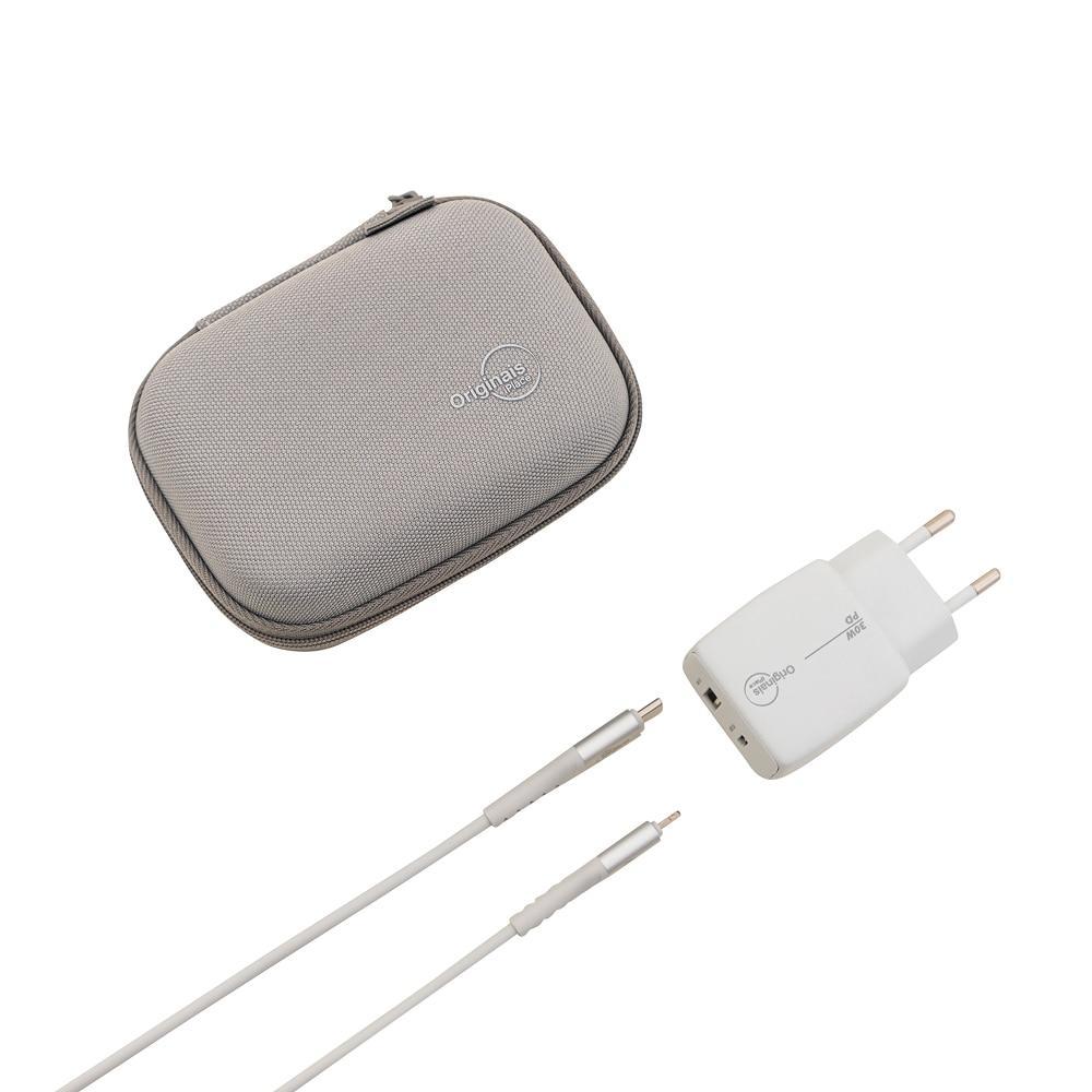 Kit Viagem Cinza, Cabo Lightning e Carregador 30W, Originais iPlace