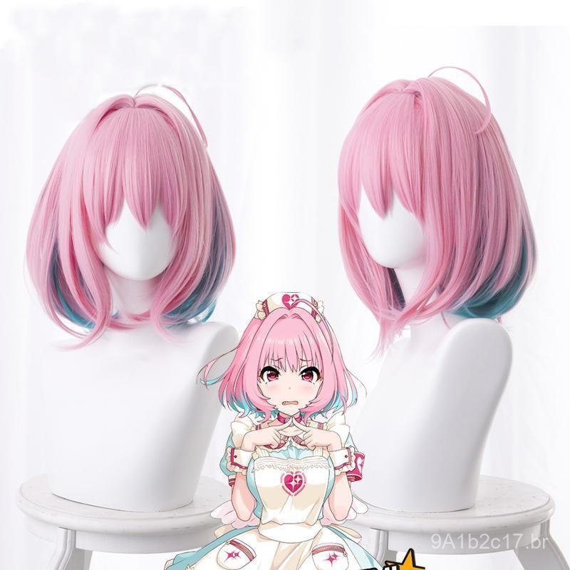 Peruca de Cosplay Idol Master Cinderella Girls Dream of Riamu, Estilo de Cabelo Liso com Cor Gradiente para Cosplay de A